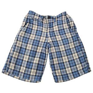GAP Kids Boys Blue & White Check Shorts w Concealed Adjustable Waist 8 Regular